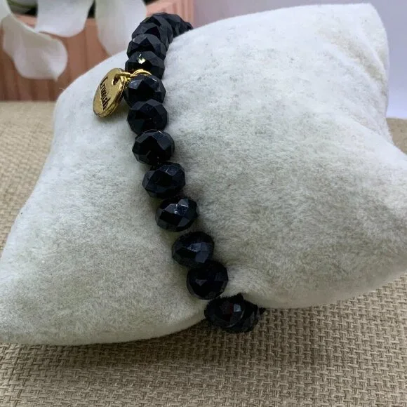 Erimish Black Glass Beaded Stretch Bracelet - Picture 4 of 7